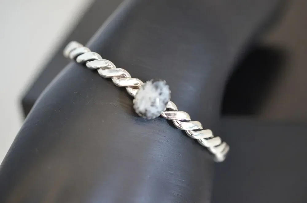 NA Navajo Sterling Silver White Buffalo Bracelet Cuff By Ryntanna Yazzie